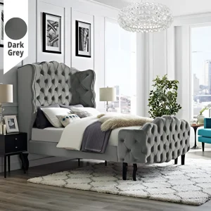 Υφασμάτινο Κρεβάτι Ύπνου Prince Dark Grey ypnos.gr