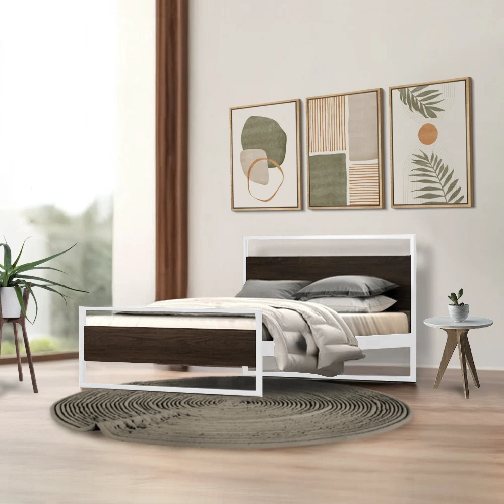 metaliko krevati Frame_carbon wood_white