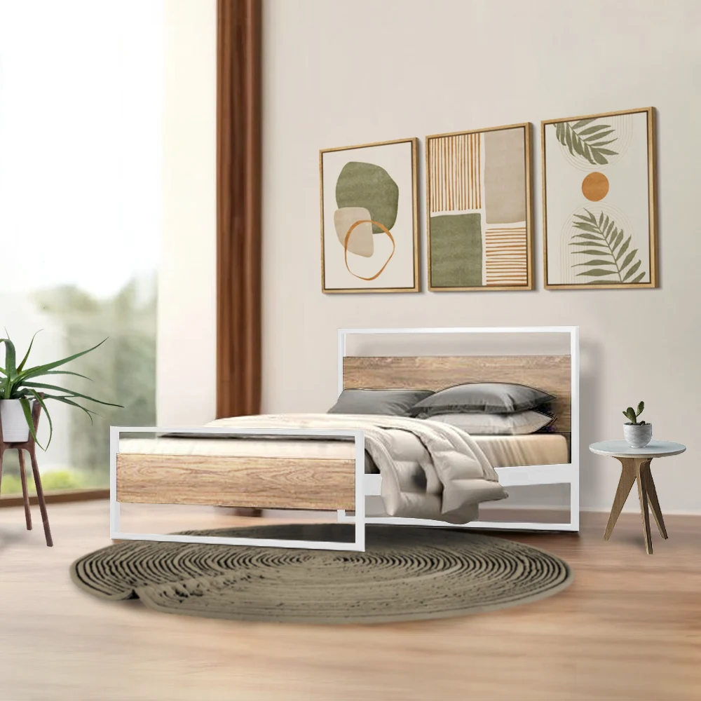 metaliko krevati Frame_urban oak_white